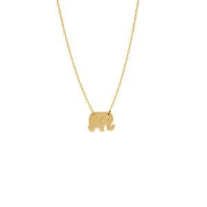 14K Solid Gold Mini Elephant Dainty Necklace